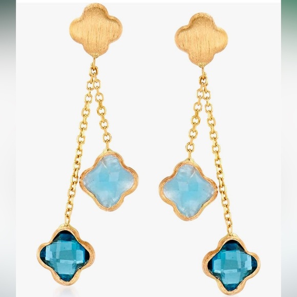 Ross-Simons Italian 1.90 ct. t.w.
London Blue Topaz and 1.40 ct. t.w. Aquamarine - Picture 1 of 4